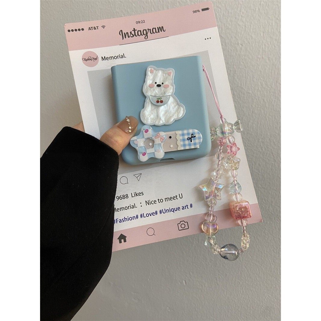 卡通西高地发夹支架适用华为pocket2折叠屏手机壳小米mixflip硬壳三星zflip6手链OPPO Find N3Flip荣耀vivo女,3C数码配件,手机保护套/壳,淘宝优惠券,粉丝福利购,淘宝优惠卷