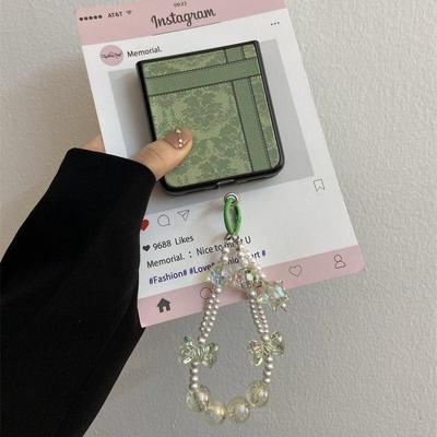 潮牌绿色印花适用华为Pocket 2手机壳三星Z Flip6手链Find N3 Flip硬壳mix flip高档vivoX Flip女Magic VFlip