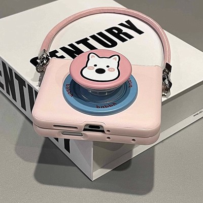 可爱西高地磁吸支架适用华为Pura X折叠屏手机壳pocket2小米mixflip三星zflip6手绳OPPOFindN3Flip荣耀vivo女