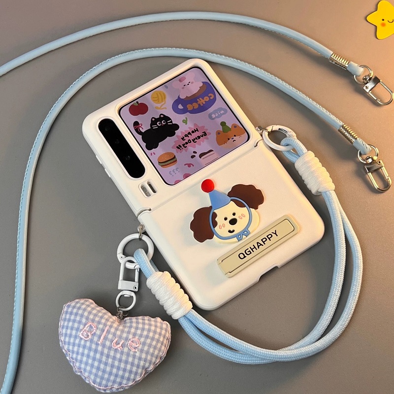 可爱小狗适用华为Pura X折叠屏手机壳pocket 2小米mixflip2手绳挂件三星zflip7支架OPPOFindN3Flip荣耀vivo女