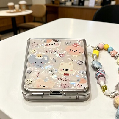 网红小动物头像适用华为Pura X折叠屏手机壳pocket2小米mixflip三星zflip6手链OPPOFindN3Flip硬壳荣耀vivo女