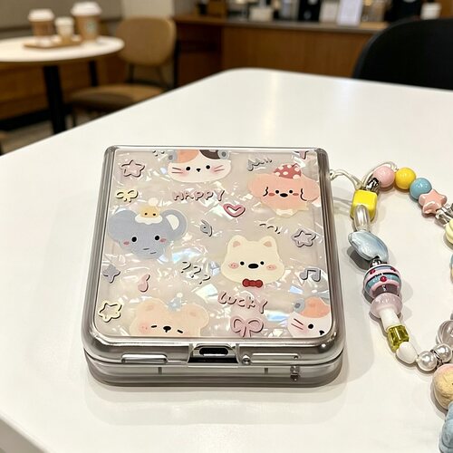 网红小动物头像适用华为Pura X折叠屏手机壳pocket2小米mixflip三星zflip6手链OPPOFindN3Flip硬壳荣耀vivo女