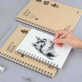 联华牛皮侧翻素描本素描本A4线圈本空白内页学生A5速写本绘画本子