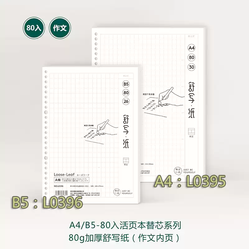 B5笔记本替芯活页纸横线方格空白