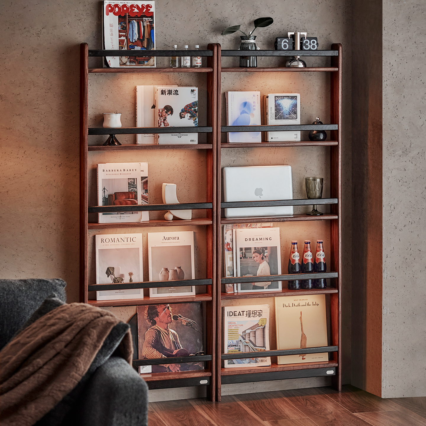 色格+书架+组合书架+黑胡桃木