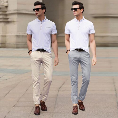 *周道*棉弹力修身青年时尚男休闲裤夏长裤原单出口南美利马ALANIZ