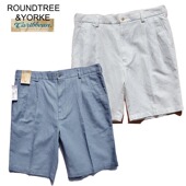 YORKE 加勒比海岸风原单美国ROUNDTREE 周道 双褶亚麻棉男短裤