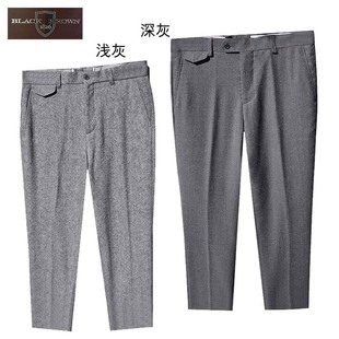 纯毛呢青年男西裤 BLACK 1826 BROWN 周道 160斤穿modern fit英式