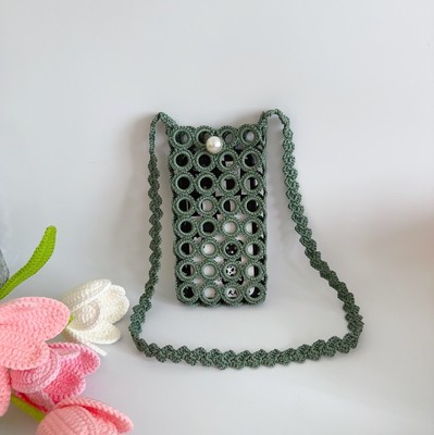小燕钩织小屋 diy圈圈手机包材料包 手工钩针编织包 单肩斜挎包