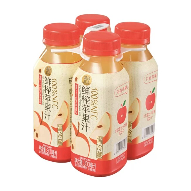 盒马代购100%NFC鲜榨苹果汁300ml*4