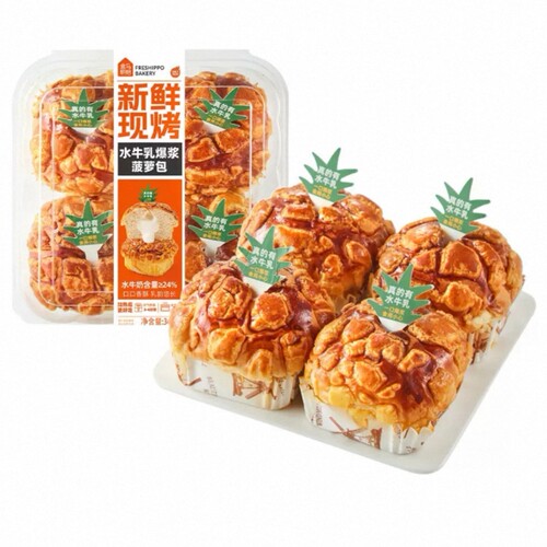 盒马烘焙 水牛乳爆浆菠萝包360g4粒