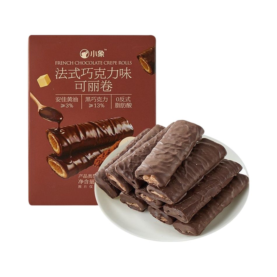小象超市长沙代购小象法式巧克力味 草莓酸奶巧克力味可丽卷100g