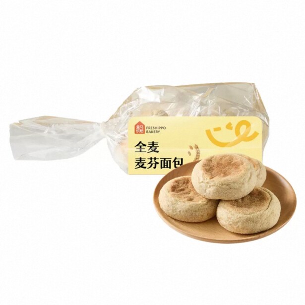 盒马烘焙 全麦麦芬面包180g4粒
