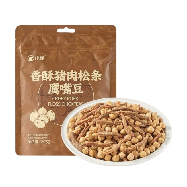 小象超市代购小象香酥猪肉松条鹰嘴豆(烤肉味)160g