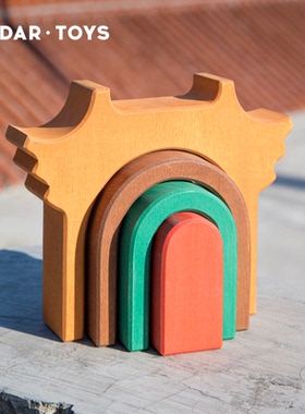 AVDAR TOYS中国风亭子进口椴木玩具拼装搭建积木实木儿童益智玩具