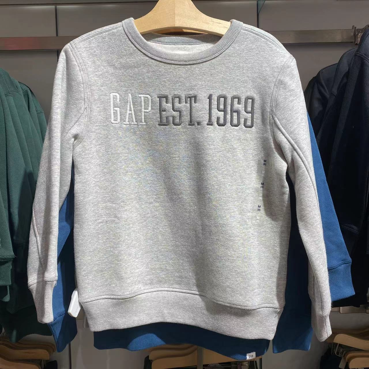 GAP正品现货 春季 男大童 刺绣 LOGO  圆领 套头 运动卫衣 619563