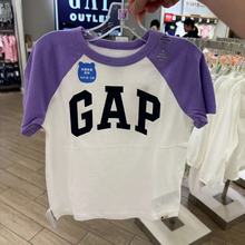 GAP 夏季新款 男幼童女幼童 拼色撞色logo纯棉短袖T恤半袖 595276