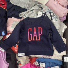 GAP正品现货 春秋款 女婴幼儿童  圆领徽标 薄绒 套头卫衣 656445
