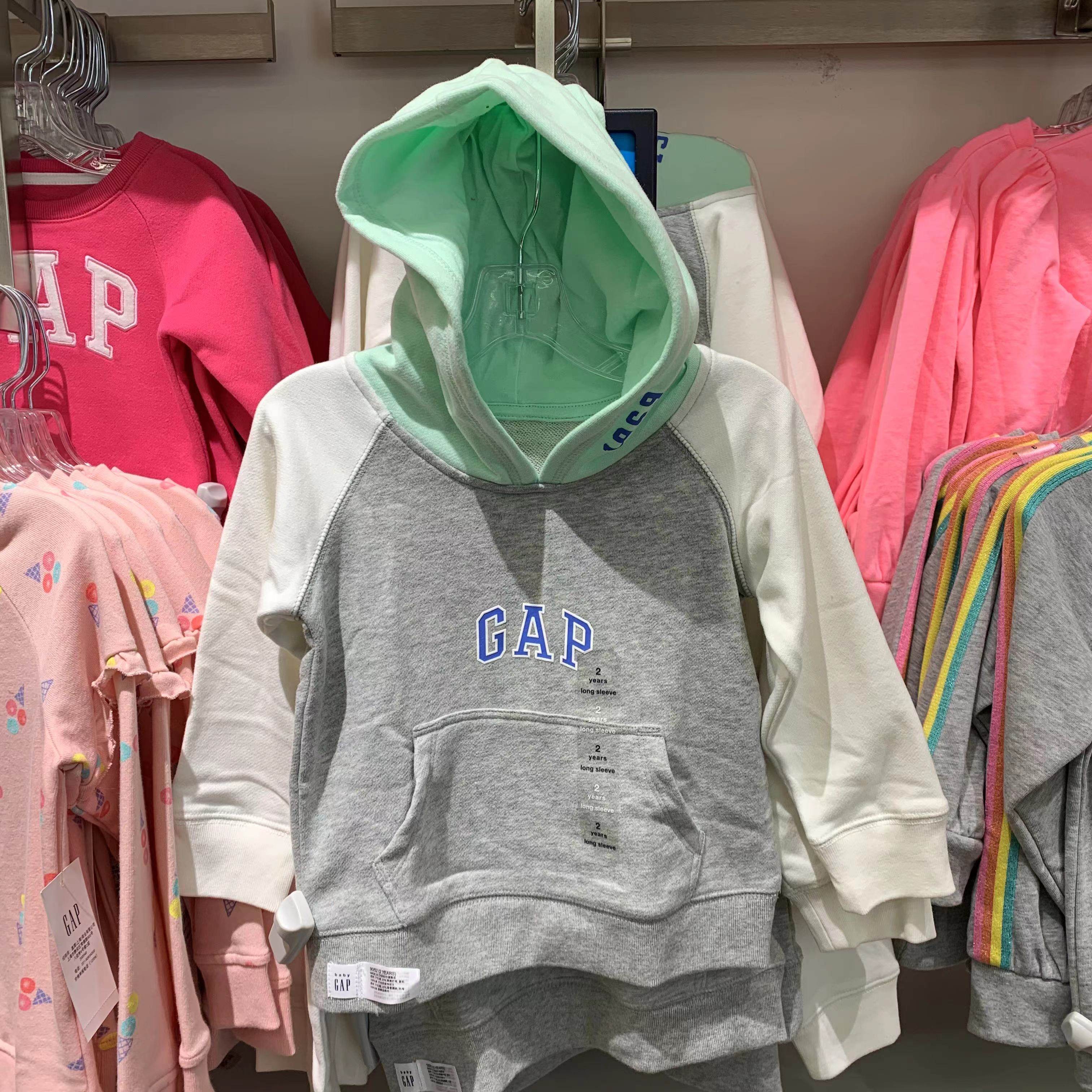 GAP正品现货 春秋冬 全棉 女幼童 毛圈 套头连帽 糖果卫衣 567701