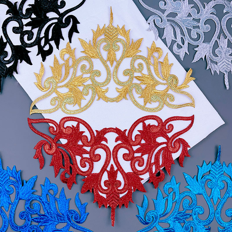 金银刺绣大摆裙装饰贴花