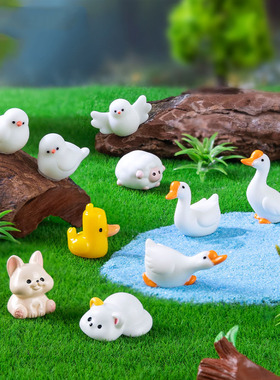 微景观创意可爱动物小猫咪小黄鸭公仔 DIY装饰品迷你树脂小摆件