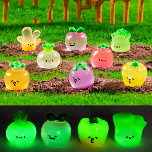 微景观创意仿真夜光萌系蔬菜 DIY萌粒装饰品挂配件迷你树脂小摆件