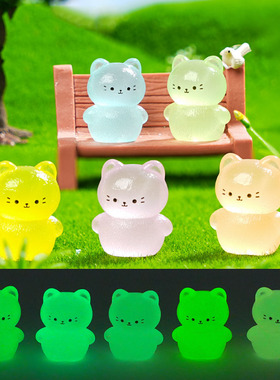 微景观树脂工艺品夜光创意猫猫萌粒公仔园艺造景 DIY饰品迷你摆件