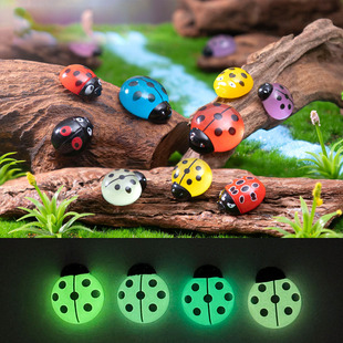 跨境新品微景观创意夜光七星瓢虫园艺造景 DIY装饰品迷你树脂摆件