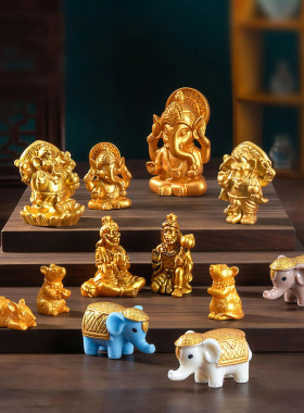 跨境新品微景观东南亚神像白象宝鼠DIY装饰品配件迷你树脂小摆件