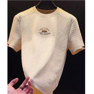 雪溪欧货轻奢男装2026夏季新款高级定制短袖T恤男士刺绣圆领上衣