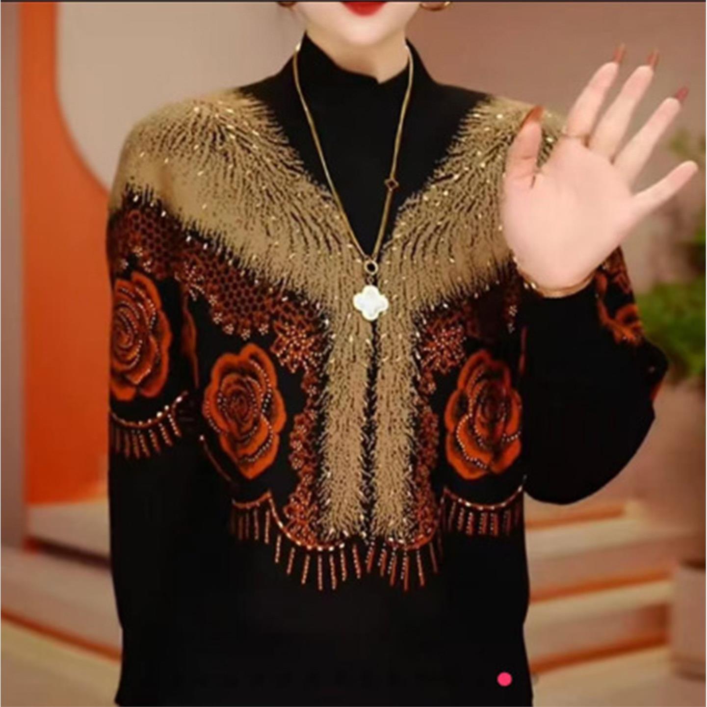 铂瑾女装洋气提花烫钻针