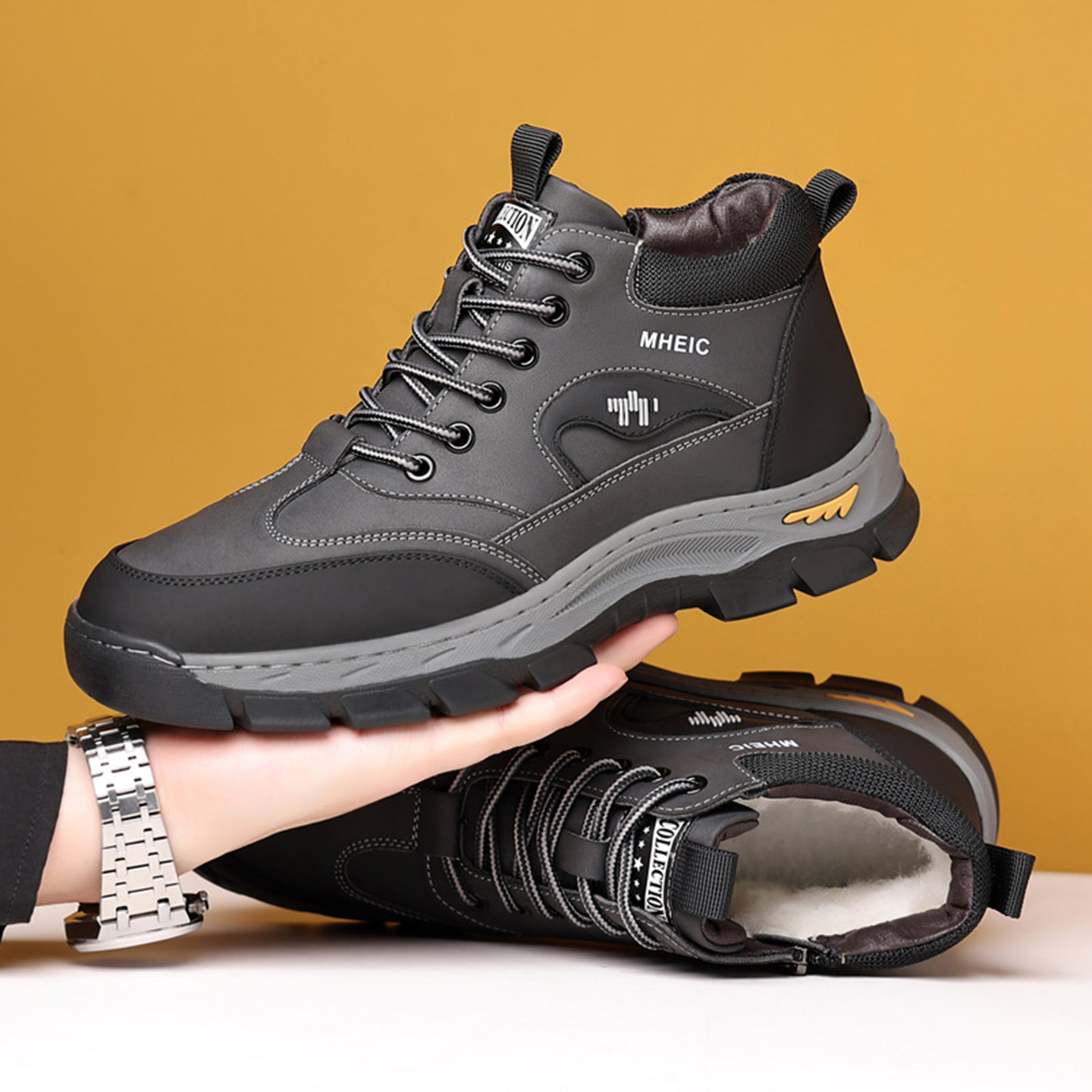 男士高端帕拉鞋福建晋江品牌2025冬季新款马丁靴加绒加厚休闲棉鞋