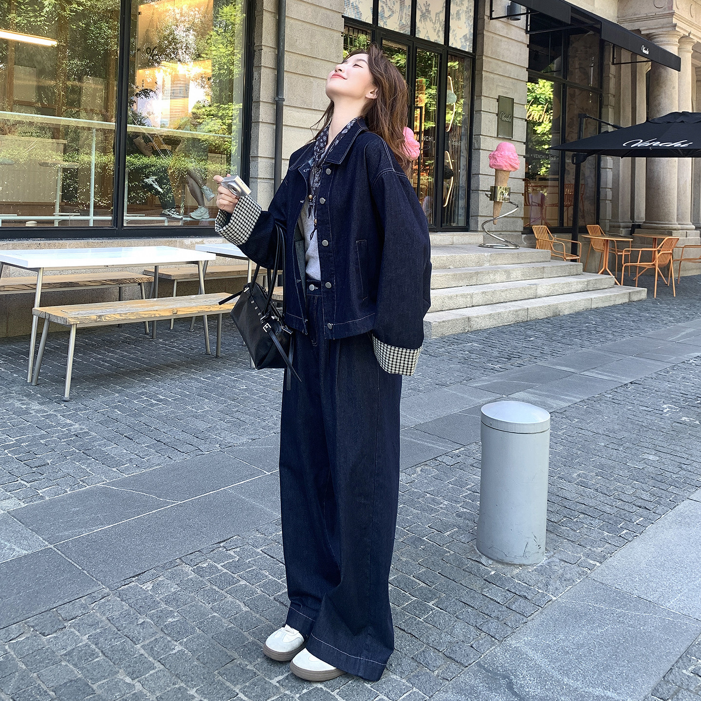 2026新款春装牛仔衣配裤子套装加丝巾三件套2D009-2593P205控315,女装/女士精品,时尚套装,淘宝优惠券,粉丝福利购,淘宝优惠卷