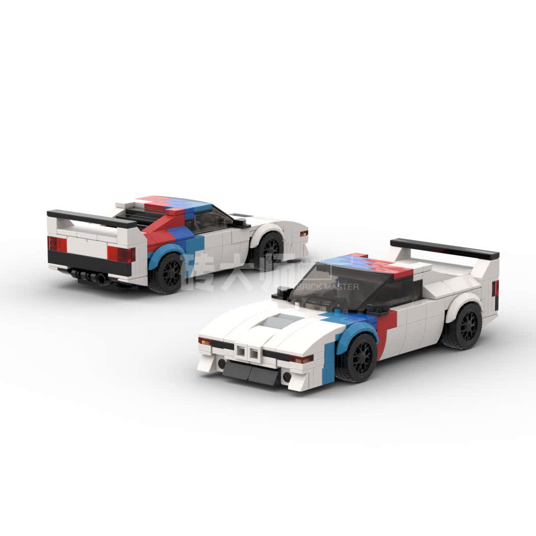 moc积木适用乐高speed系列8格车宝马复古超跑m1赛道赛车拼搭男孩
