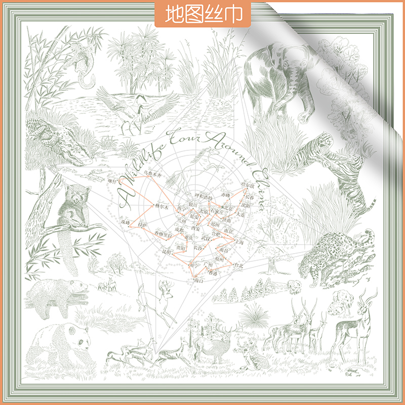 VIESCA春夏秋冬双面印中方巾旅行