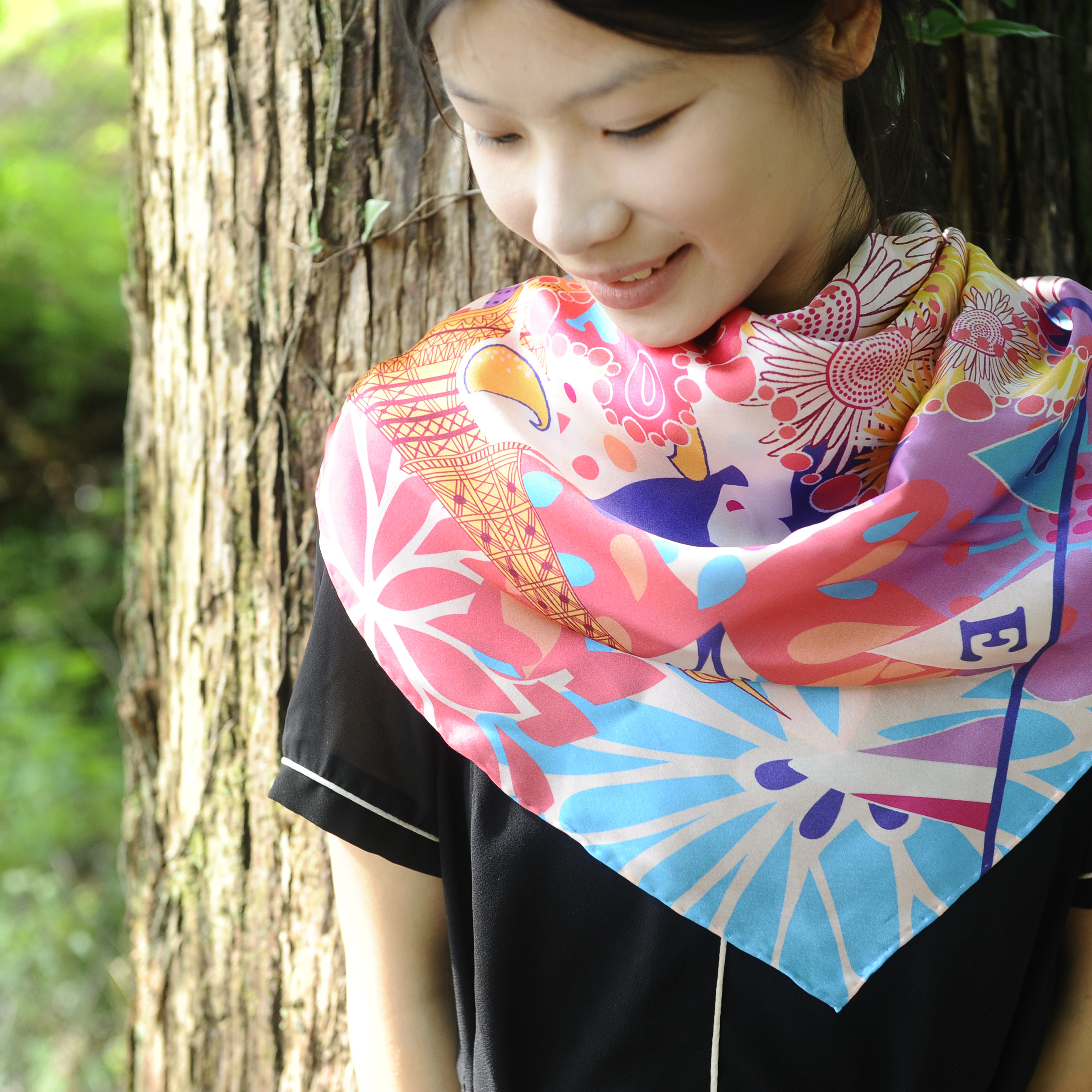 Viesca节日欧美浪漫法国地图丝巾