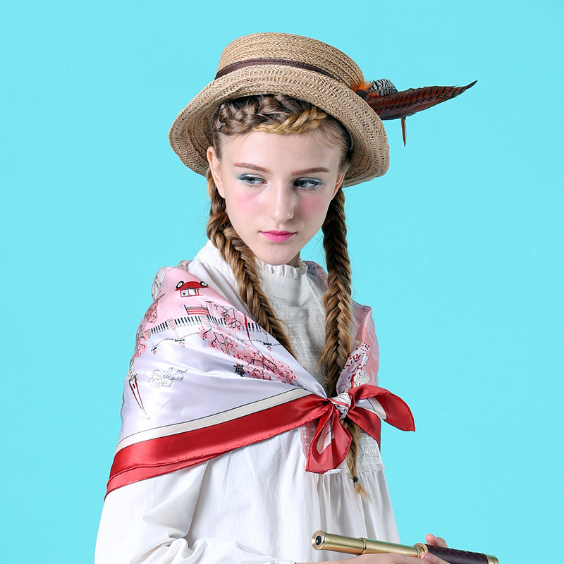 VIESCA原创女士真丝桑蚕丝丝巾老上海地图创意礼物