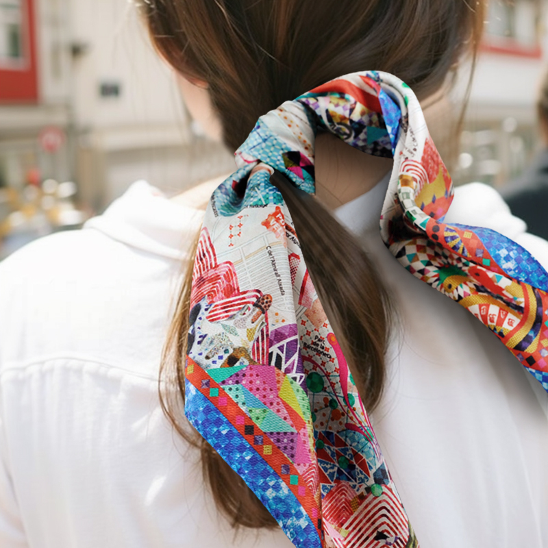 VIESCA桑蚕丝小丝巾巴塞罗那风