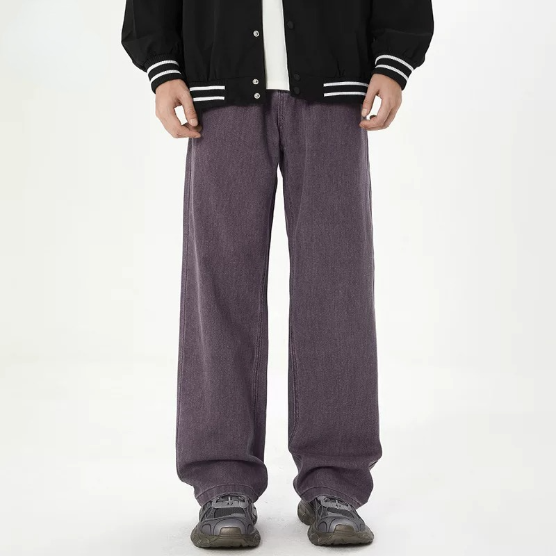 春季新款紫色牛仔裤男款舒适百搭宽松直筒美式高街阔腿休闲长裤,男装,牛仔裤,淘宝优惠券,粉丝福利购,淘宝优惠卷
