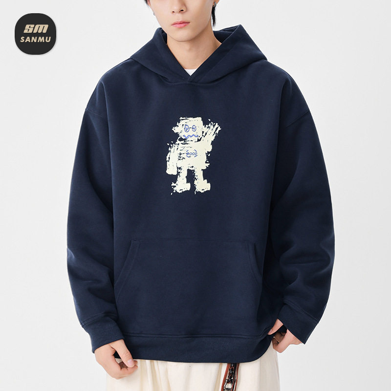 叁牧男装∣潮牌卡其印花连帽外套卫衣男士青少年学生宽松运动上衣,男装,卫衣,淘宝优惠券,粉丝福利购,淘宝优惠卷