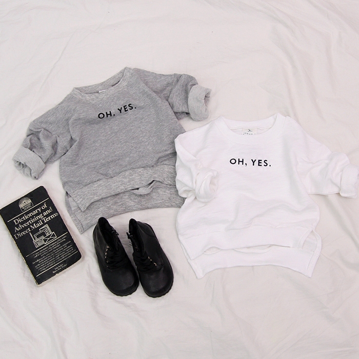 韩国进口纯色休闲风长袖卫衣童装