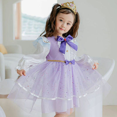 女童韩国童装奇妙萌可紫色公主裙