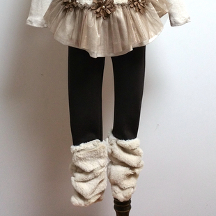 SYLVAN2015冬女童加厚加绒短毛绒百搭打底裤 韩国进口童装 现货