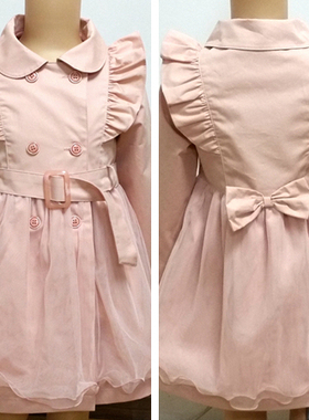 现货折扣 韩国进口童装IeLAND15新女童公主蕾丝防风外套风衣