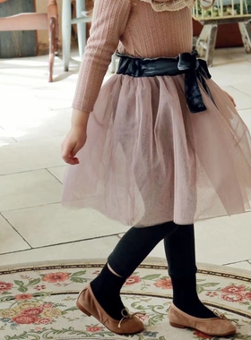 女童打底裤韩国童装FLO2020冬季宝宝百搭公主假两件网纱加绒裙裤