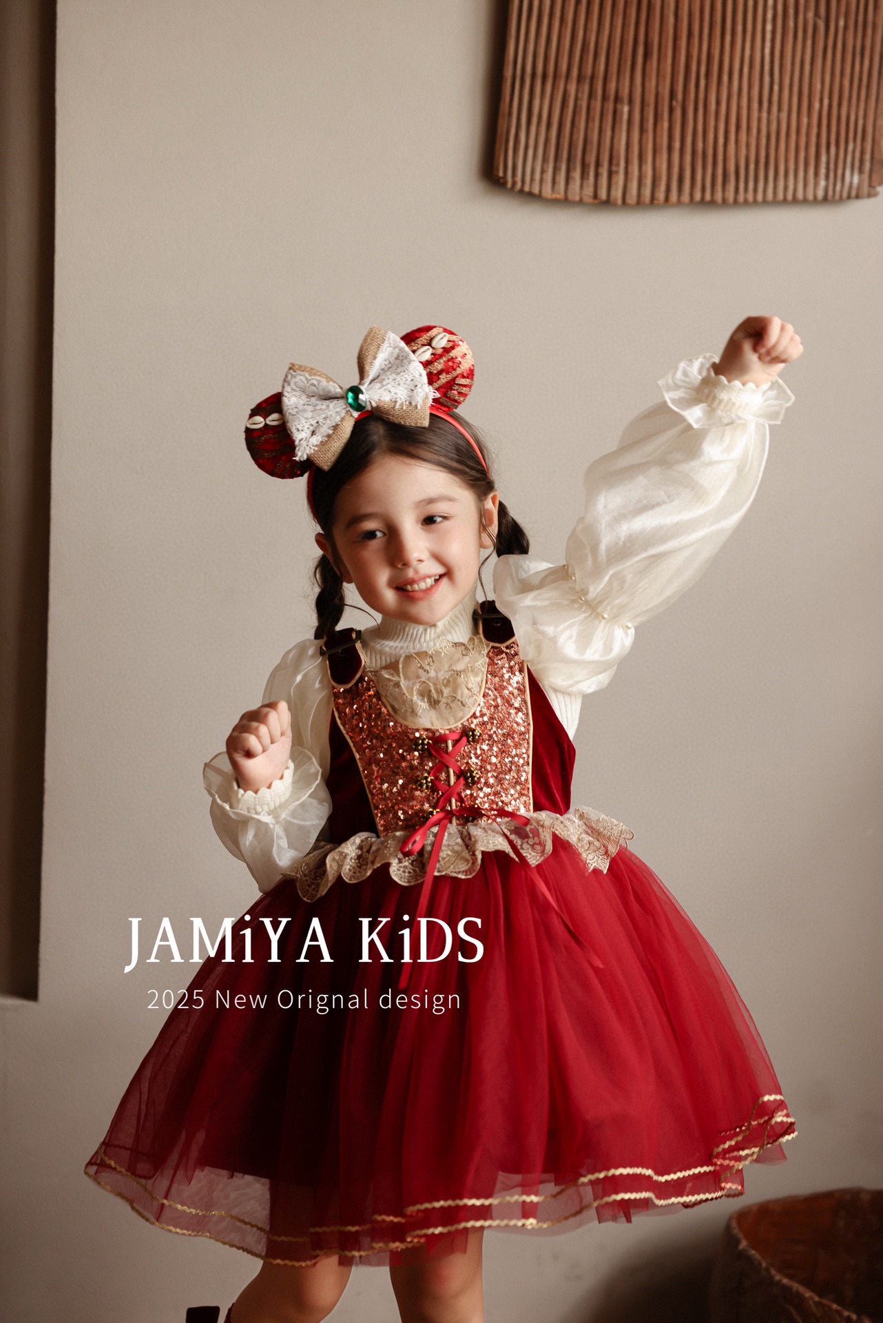 Jamiya女童连衣裙25秋冬儿童洋气女孩礼服裙背心裙生日主题公主裙