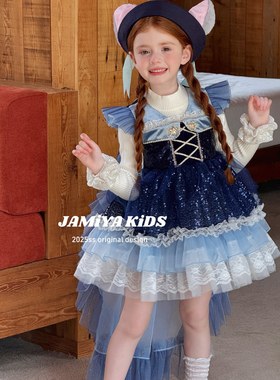 Jamiya女童连衣裙2025秋冬新款女孩洛丽塔生日公主裙儿童洋气礼服