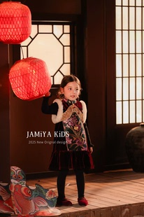 Jamiya女童新中式马甲2025秋冬儿童中国风坎肩无袖外套拜年服