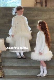 Jamiya女童连衣裙2025秋冬新款儿童洋气公主裙礼服蓬蓬纱背心裙