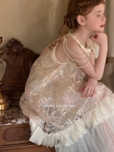 天空之城女童连衣裙2026春夏儿童女孩生日礼服珍珠珠片刺绣公主裙